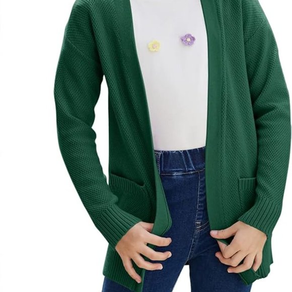 Goranbon Girls' Cardigan Sweaters Open Front Long Sleeve Casual Sweat - Picture 3 of 6